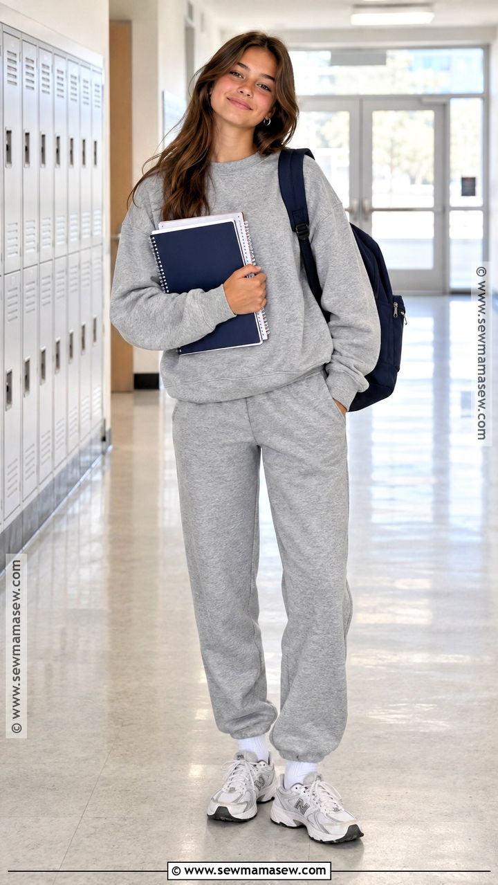 Matching Sweat Set And Sneakers Outfit - 20 back to school outfits teen for girls