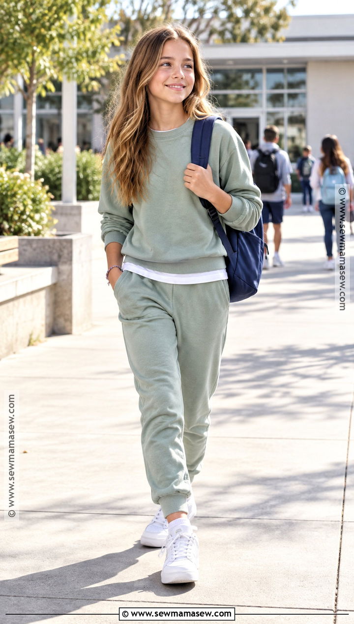 Matching Sweatshirt And Joggers Back To School Outfit - 15 Back To School Outfits For 12-13