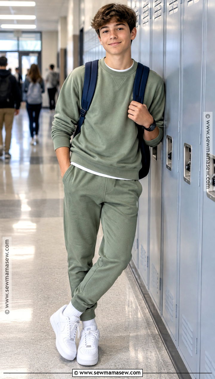 Matching Sweatshirt And Joggers Back To School Outfit - 15 Back To School Outfits For 8Th Graders