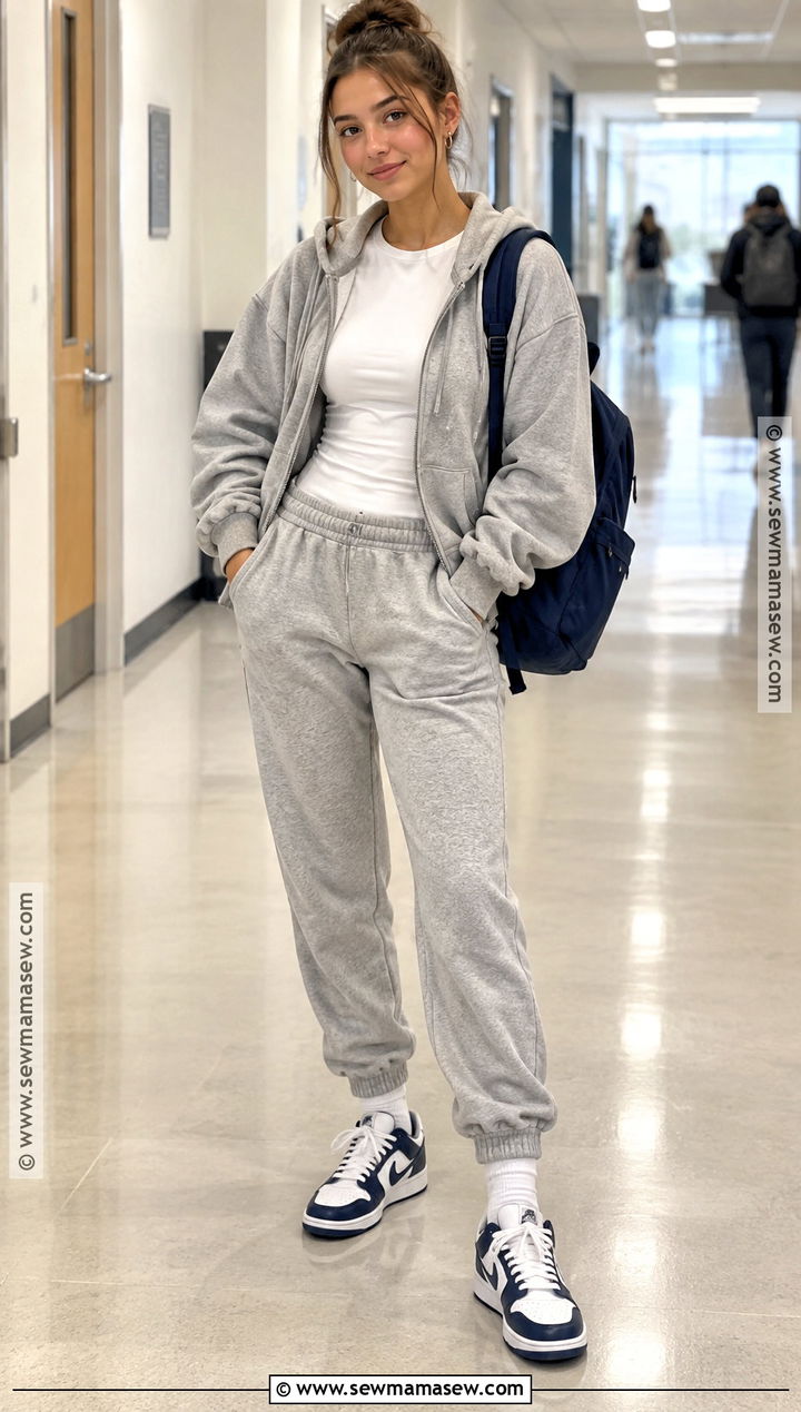 Matching Sweatshirt And Joggers Back To School Outfit - 15 Pinterest Back To School Outfits
