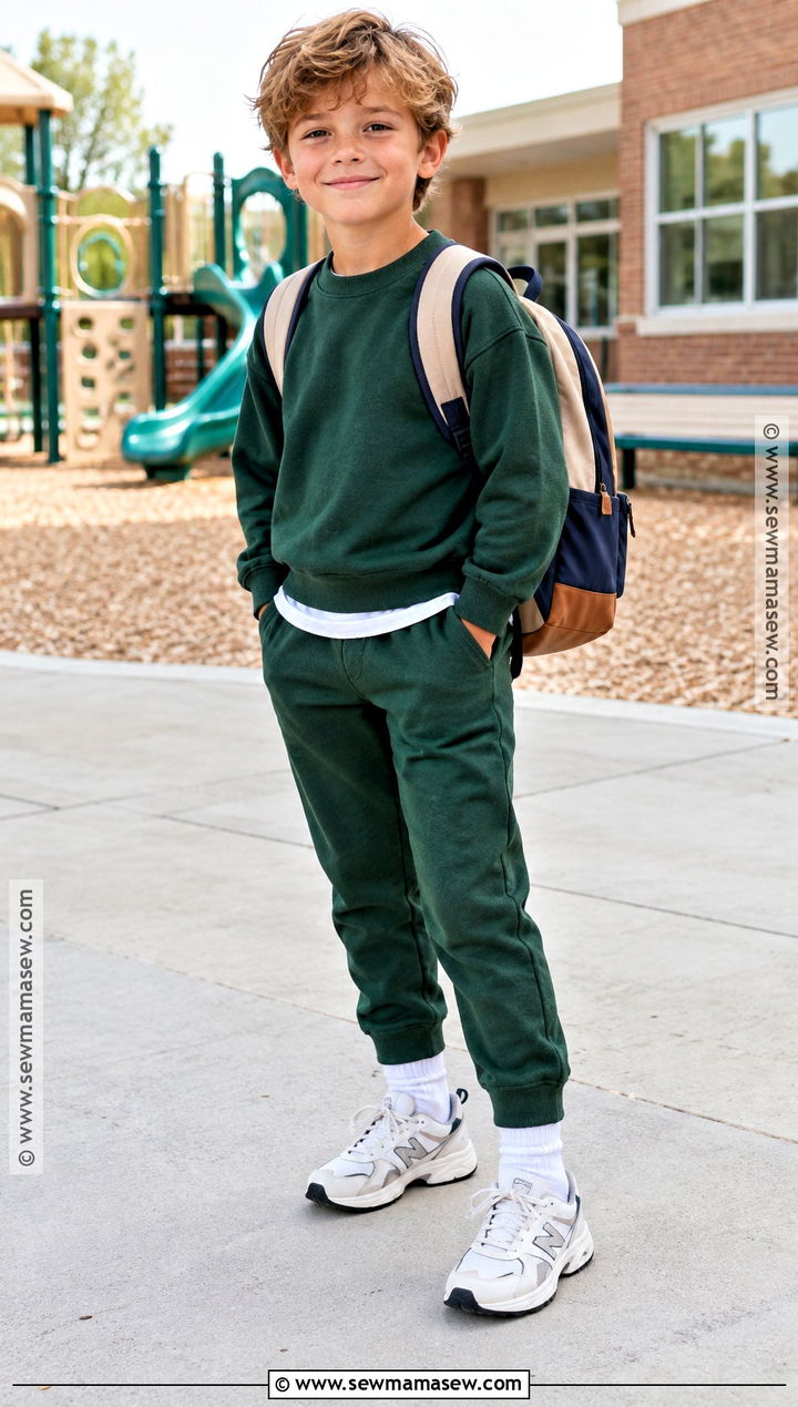 Matching Sweatshirt And Joggers Back To School Outfit - 15 Back To School Capsule Wardrobe Ideas for Kids