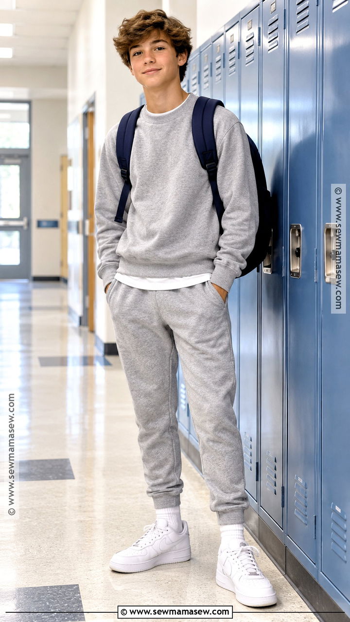 Matching Sweatshirt And Joggers Outfit - 20 back to school outfits middle school 8th