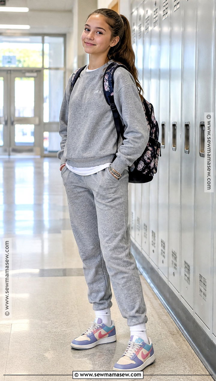 Matching Sweatshirt And Joggers Outfit - 20 middle school back to school outfits