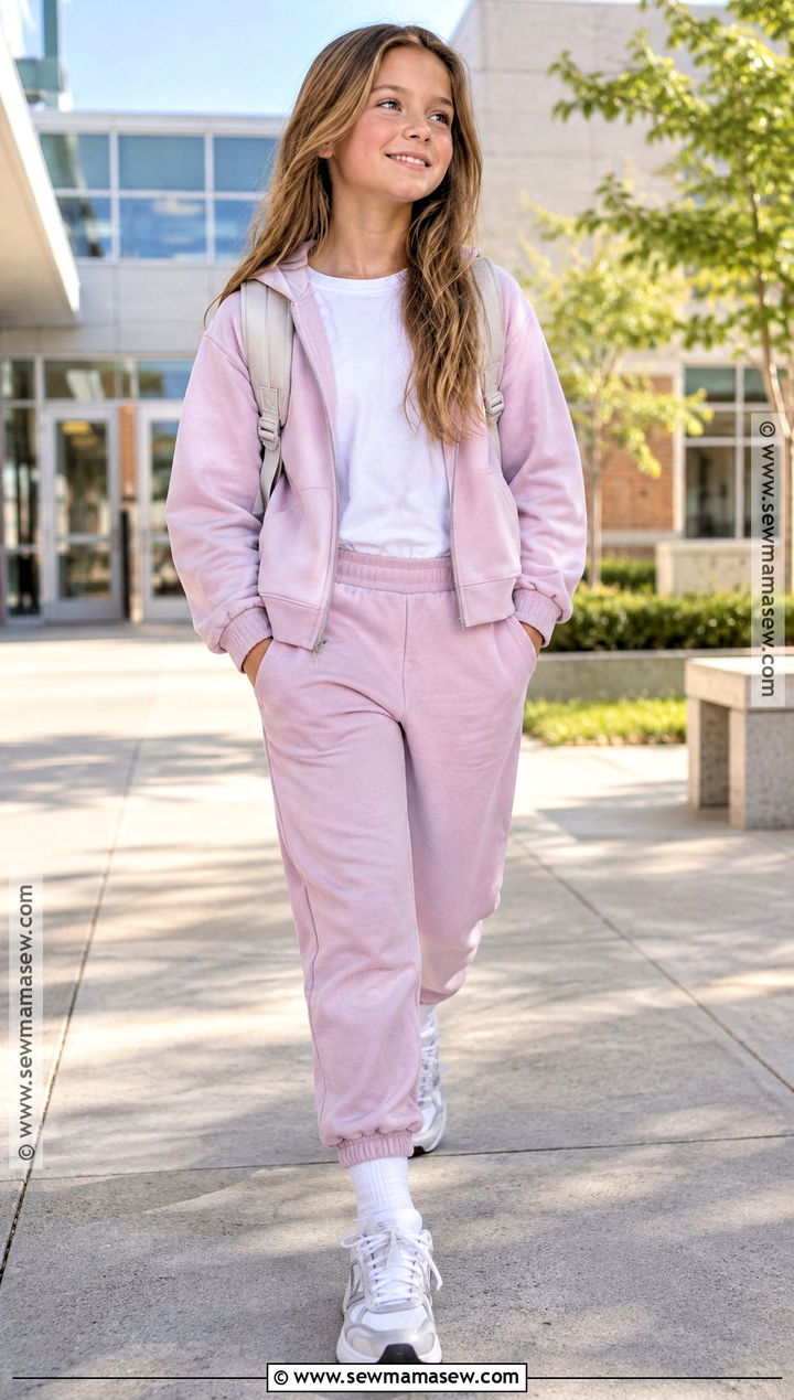 Matching Sweatshirt And Joggers School Outfit - 15 girls back to school outfits for kids 2026