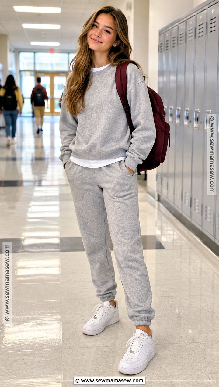 Matching Sweatshirt And Joggers School Outfit - 15 Back To School Clothes High School