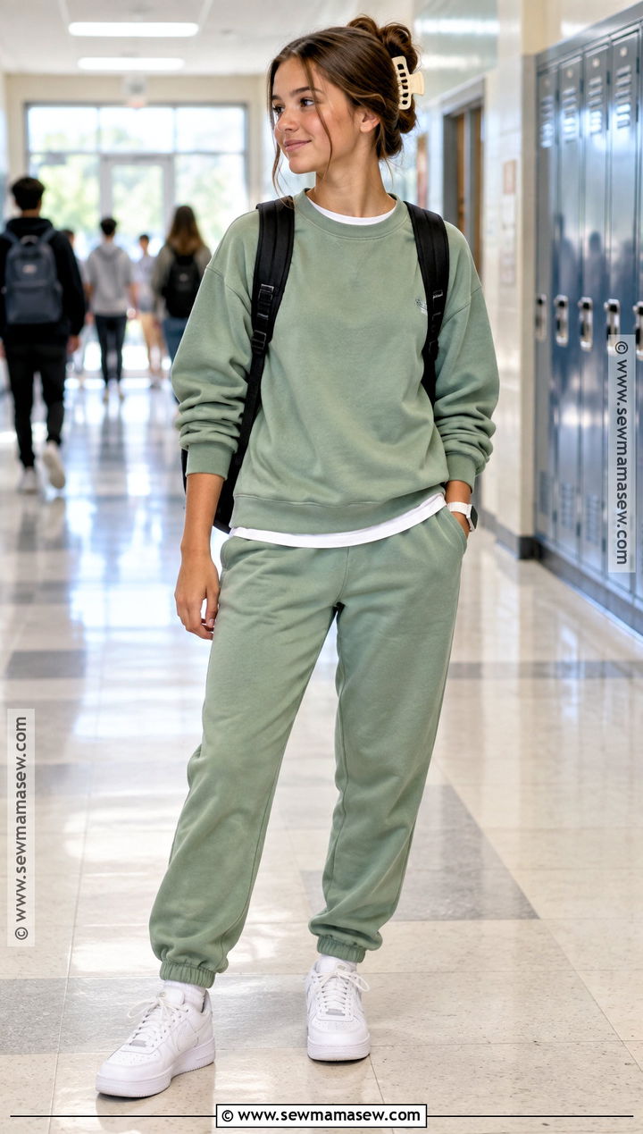 Matching Sweatshirt and Joggers Outfit - 15 back to school outfits grade 7