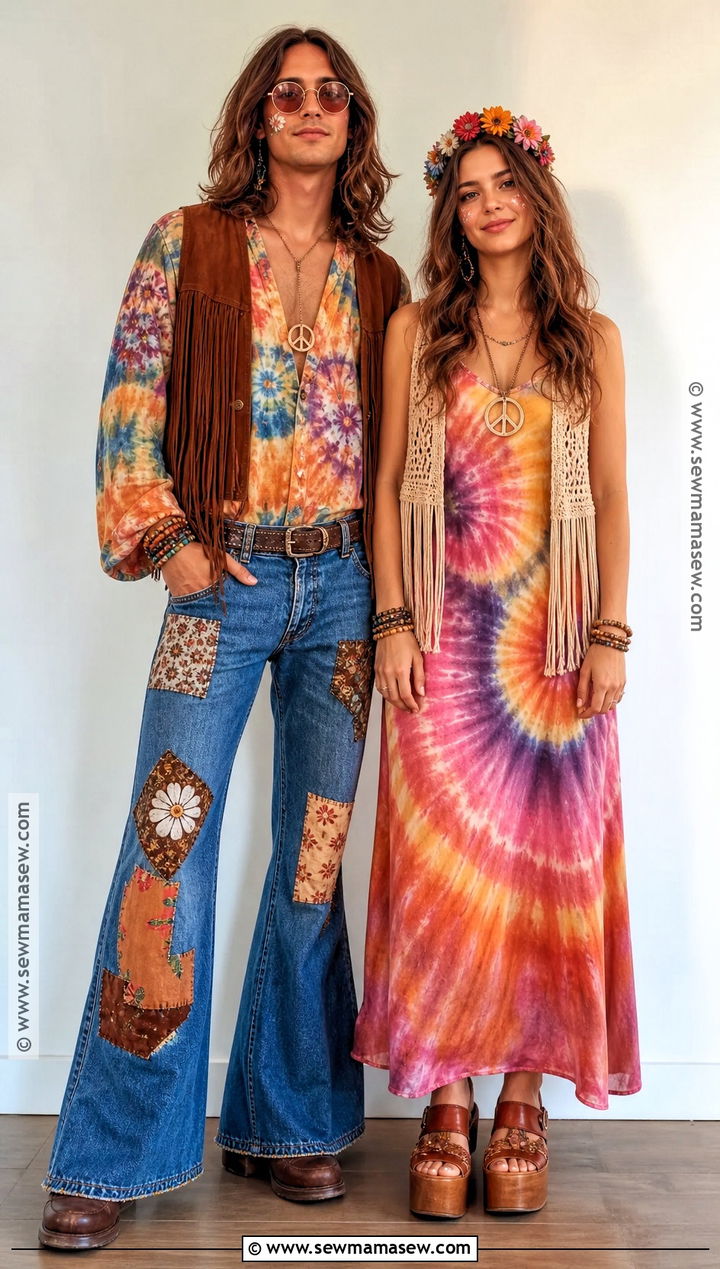 Matching Tie Dye Couple Hippie Costume - 30 hippie outfits 70s costume