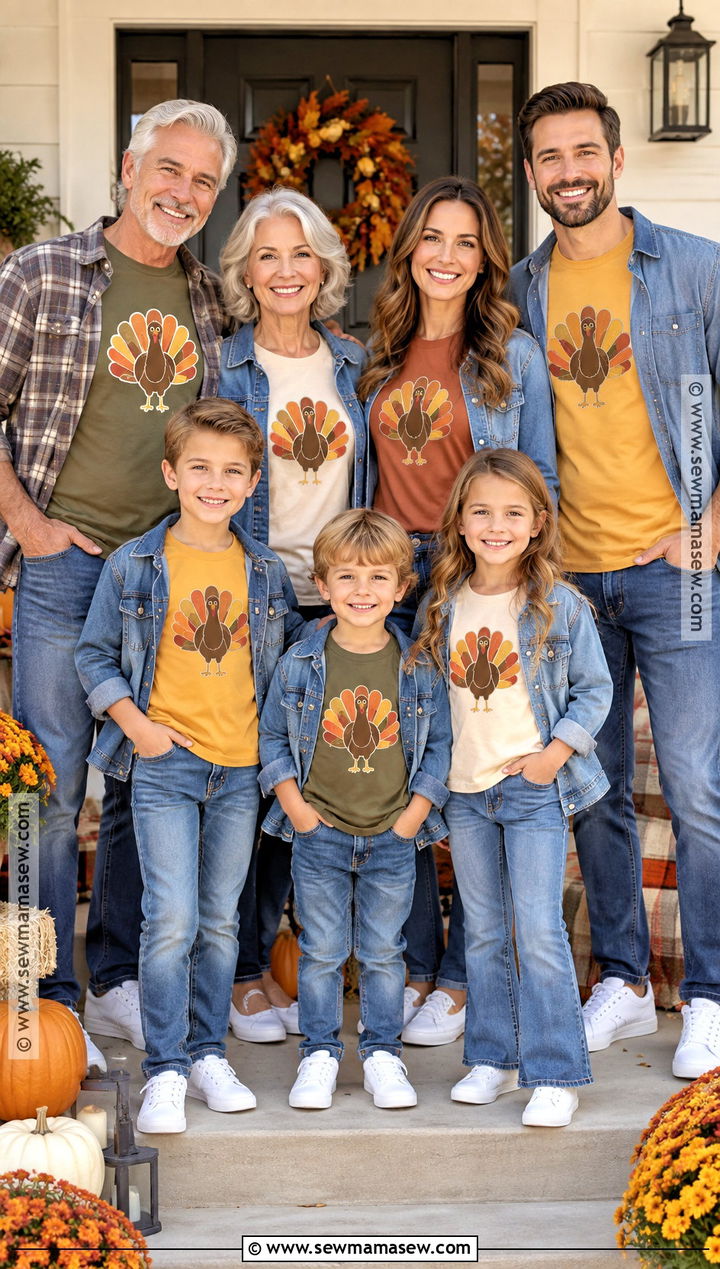 Matching Turkey Crew T Shirts With Jeans - 15 thanksgiving tshirt ideas for family