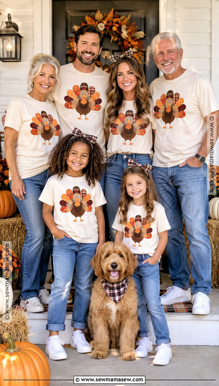 Matching Turkey Thanksgiving Family T Shirts With Jeans - 15 thanksgiving family tshirts ideas