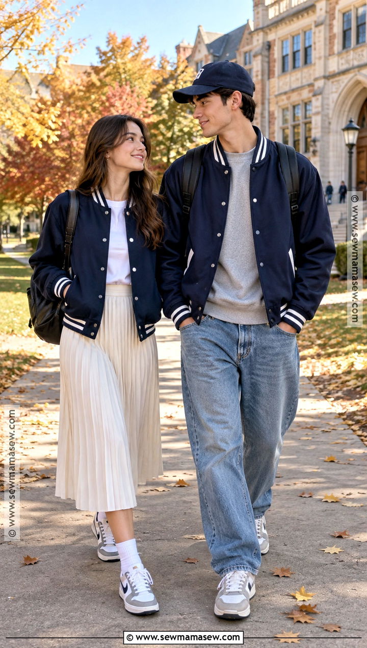 Matching Varsity Jacket Fall Outfits - 15 Cute Couple Outfits Matching Fall