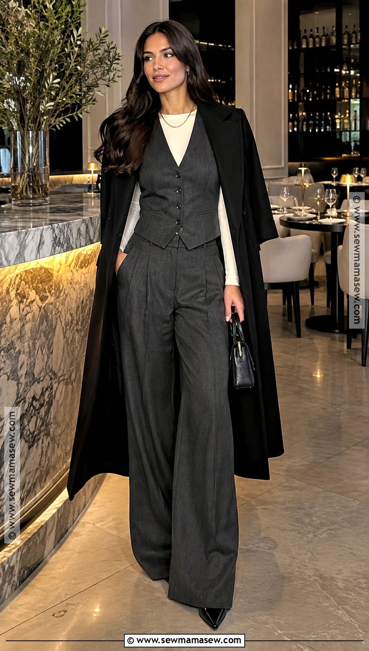 Matching Vest And Trouser Fall Dinner Party Outfit - 25 fall dinner party outfit ideas