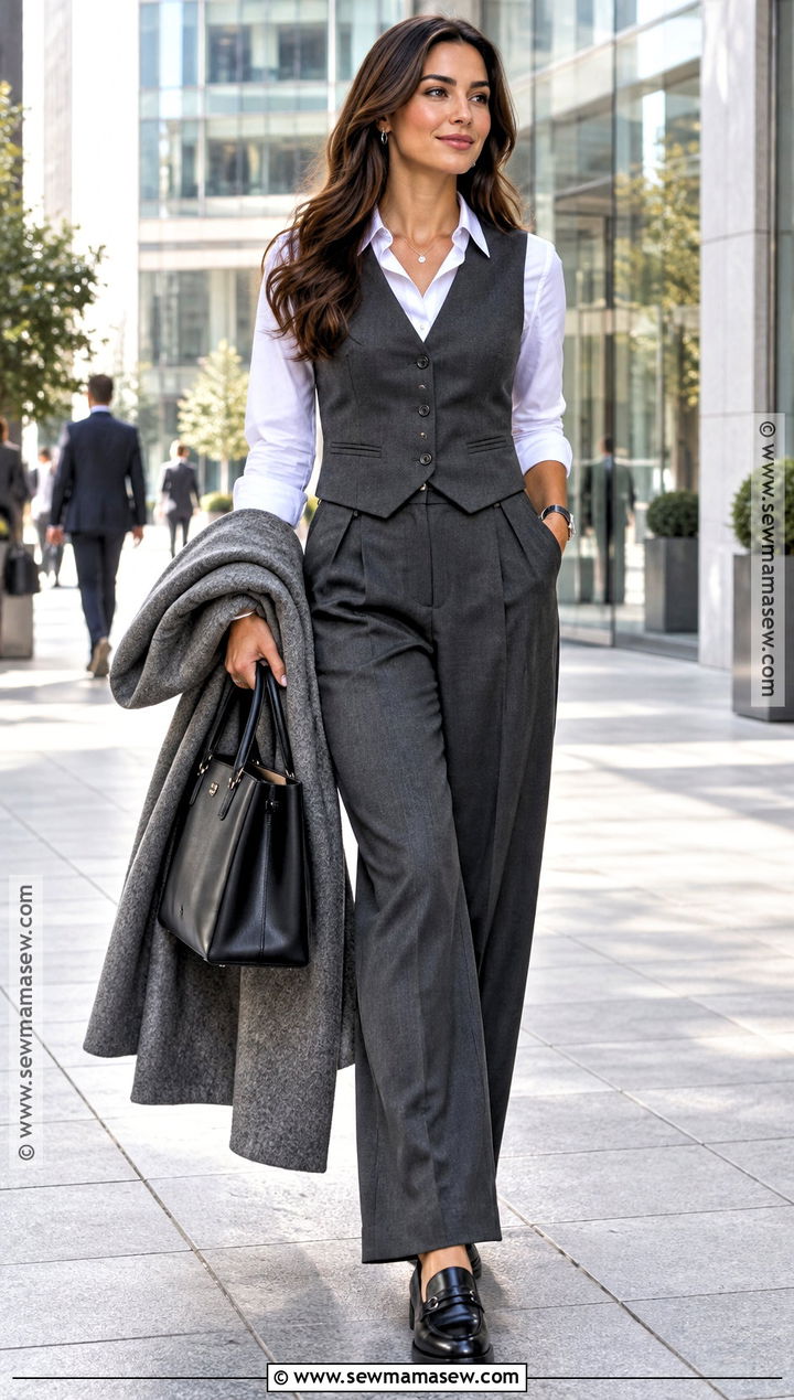 Matching Vest And Trouser Suit Fall Outfit - 25 fall outfits classy elegant
