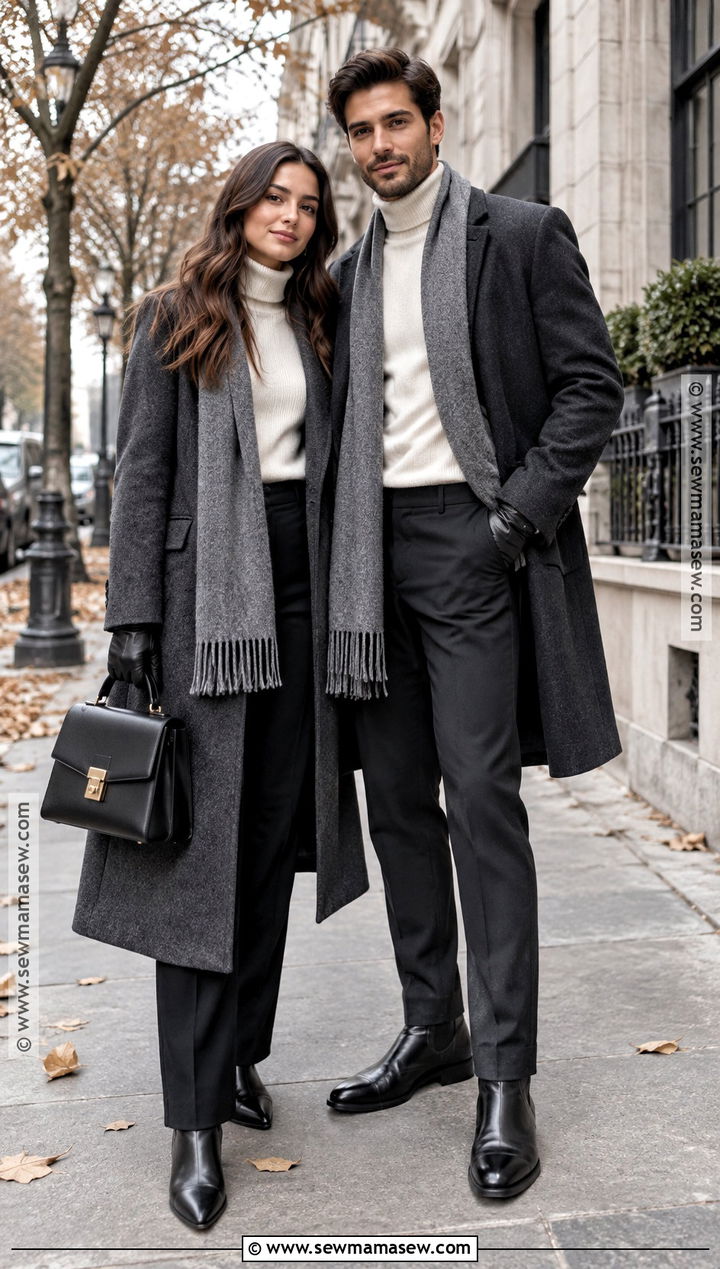 Matching Wool Coat and Turtleneck Couple Outfit - 25 matching fall outfits for couples