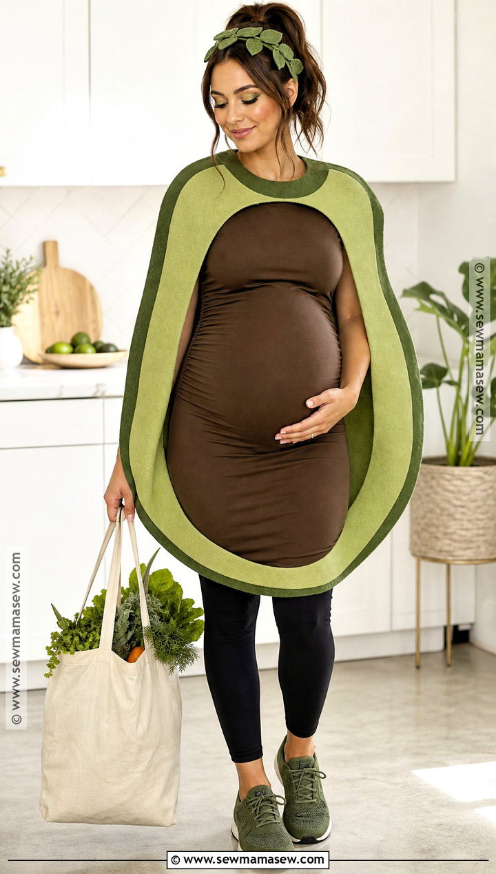 Maternity Avocado Costume With Brown Top - 50 halloween costumes ideas