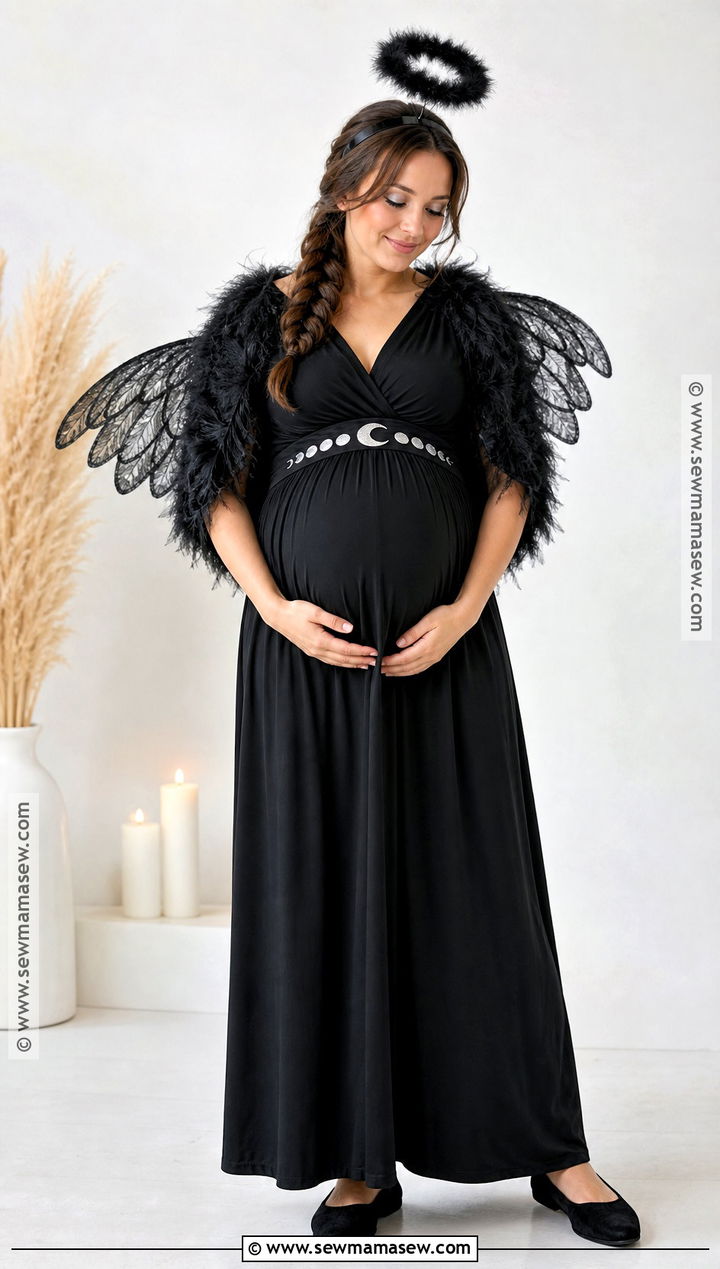 Maternity Black Angel Costume With Stretch Maxi Dress - 40 black angel costume ideas