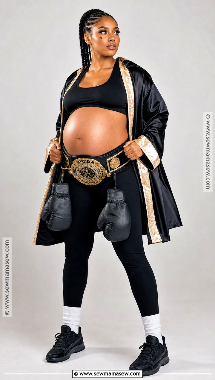 Maternity Boxing Champion Costume - 30 Boxing Halloween Costume Ideas