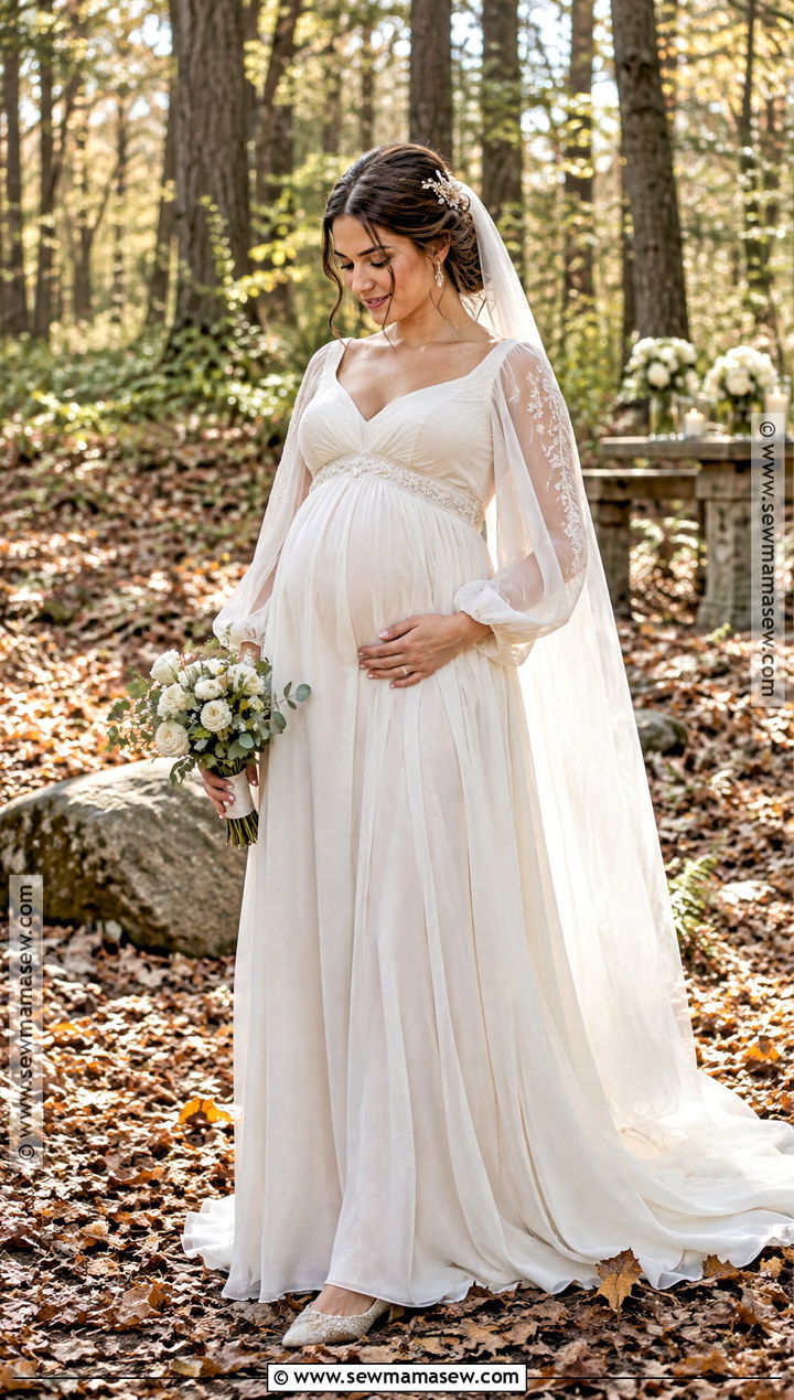 Maternity Empire Waist Fall Forest Wedding Dress - 15 fall forest wedding dress ideas