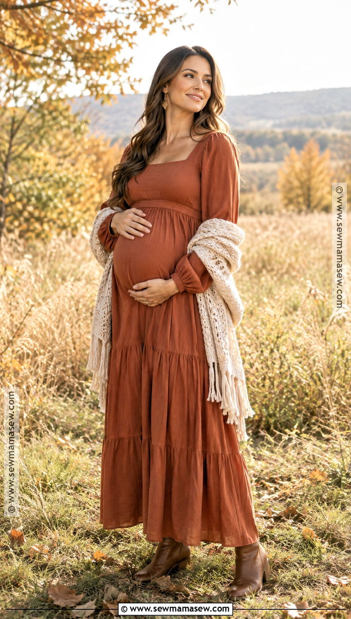 Maternity Fall Photoshoot Maxi Dress Outfit - 25 maternity fall outfits