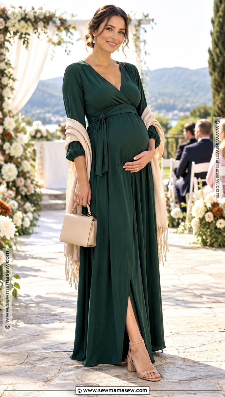 Maternity Fall Wedding Wrap Maxi Dress - 20 Fall Wedding Dress Code Ideas