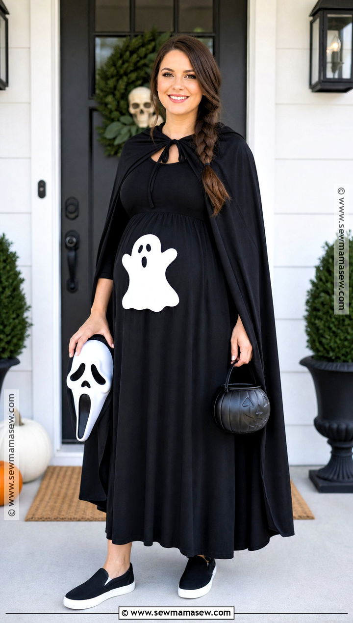 Maternity Ghost Face Costume With Maxi Dress - 45 ghost face costume ideas for women