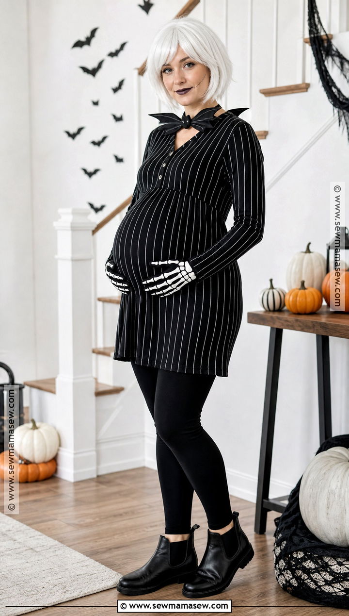 Maternity Jack Skellington Costume With Tunic Dress - 30 Jack Skellington Costume Ideas for Women