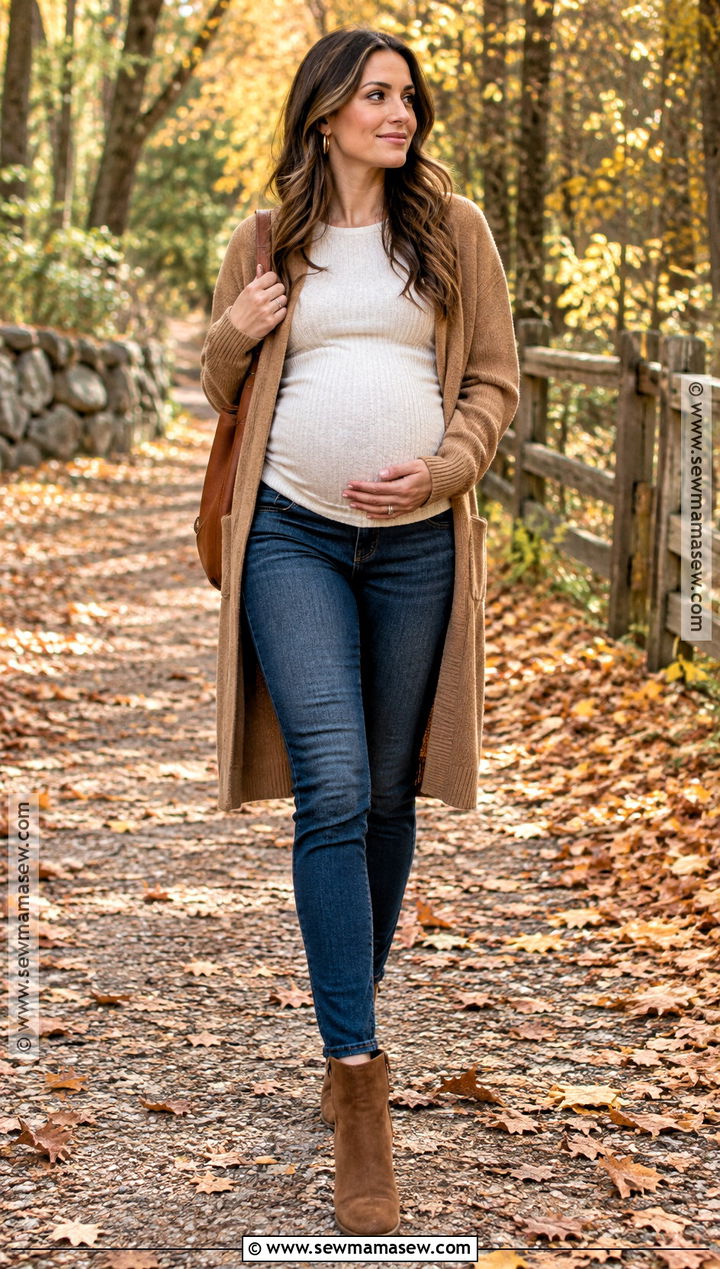 Maternity Jeans And Ivory Sweater Photo Outfit - 15 maternity photo fall outfits