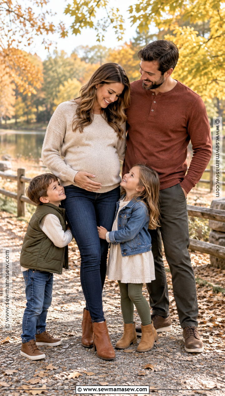 Maternity Jeans And Oversized Sweater Family Photo Outfit - 15 fall maternity family photos outfits