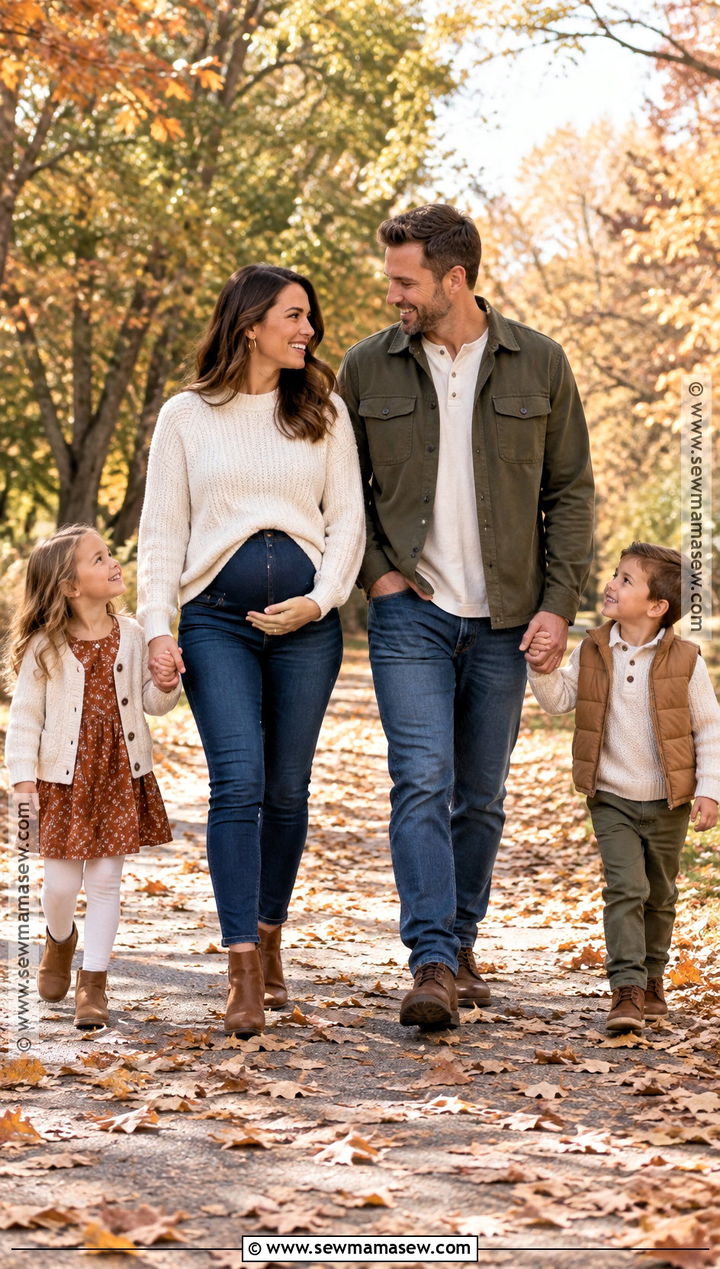 Maternity Jeans With A Chunky Cream Sweater - 15 fall family maternity pictures outfits