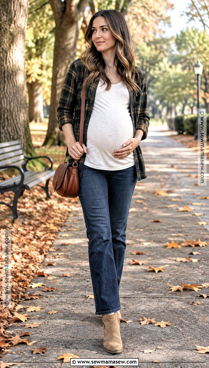 Maternity Jeans With Flannel Shirt - 20 maternity outfits for fall