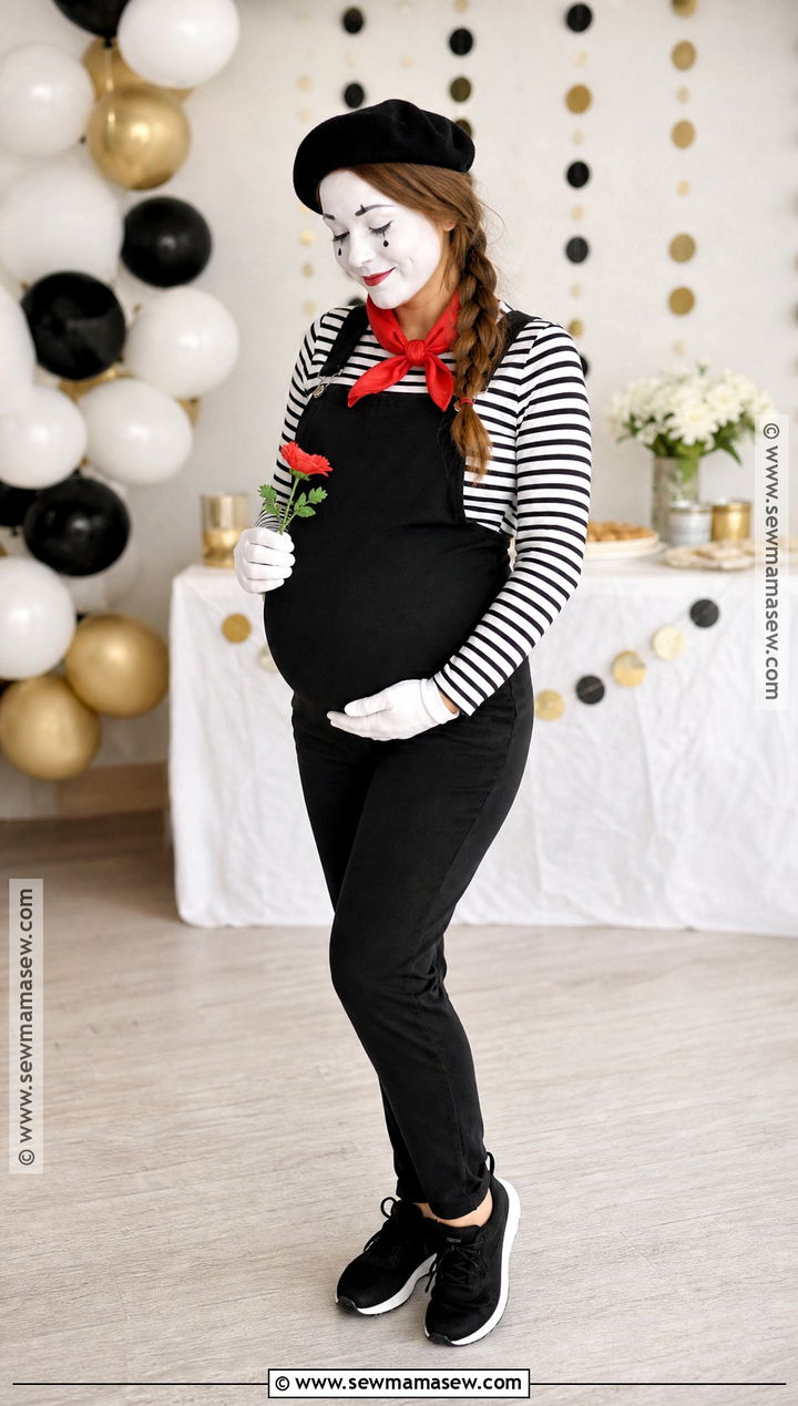 Maternity Mime Costume With Stretch Overalls - 30 Mime Costume Ideas for Women
