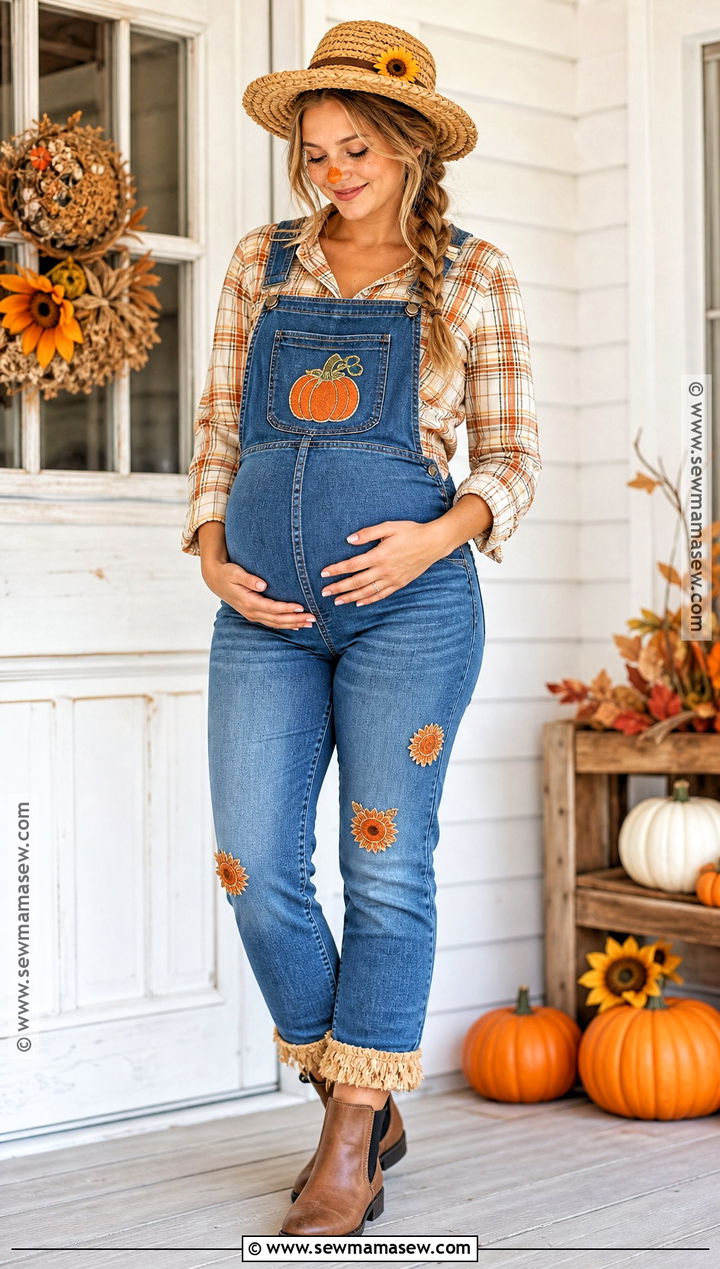Maternity Scarecrow Costume With Overalls - 50 scarecrow costume ideas