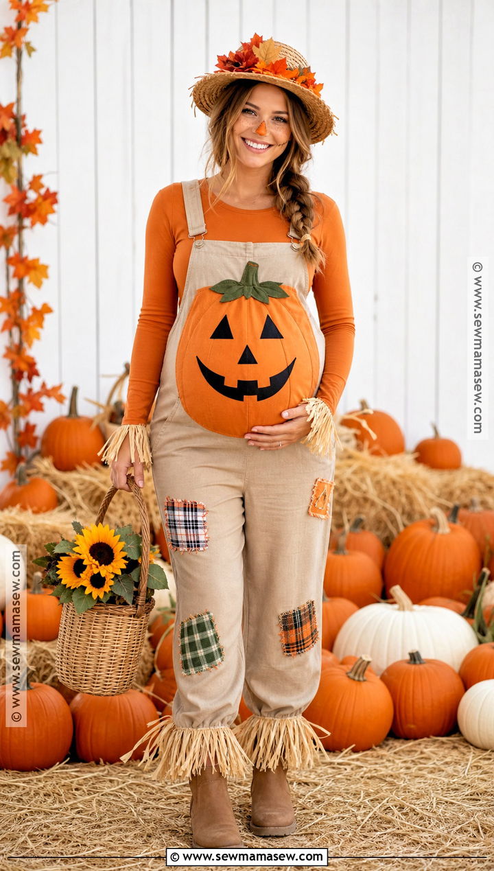 Maternity Scarecrow Costume With Pumpkin Belly - 35 Scare Crow Halloween Costume Ideas