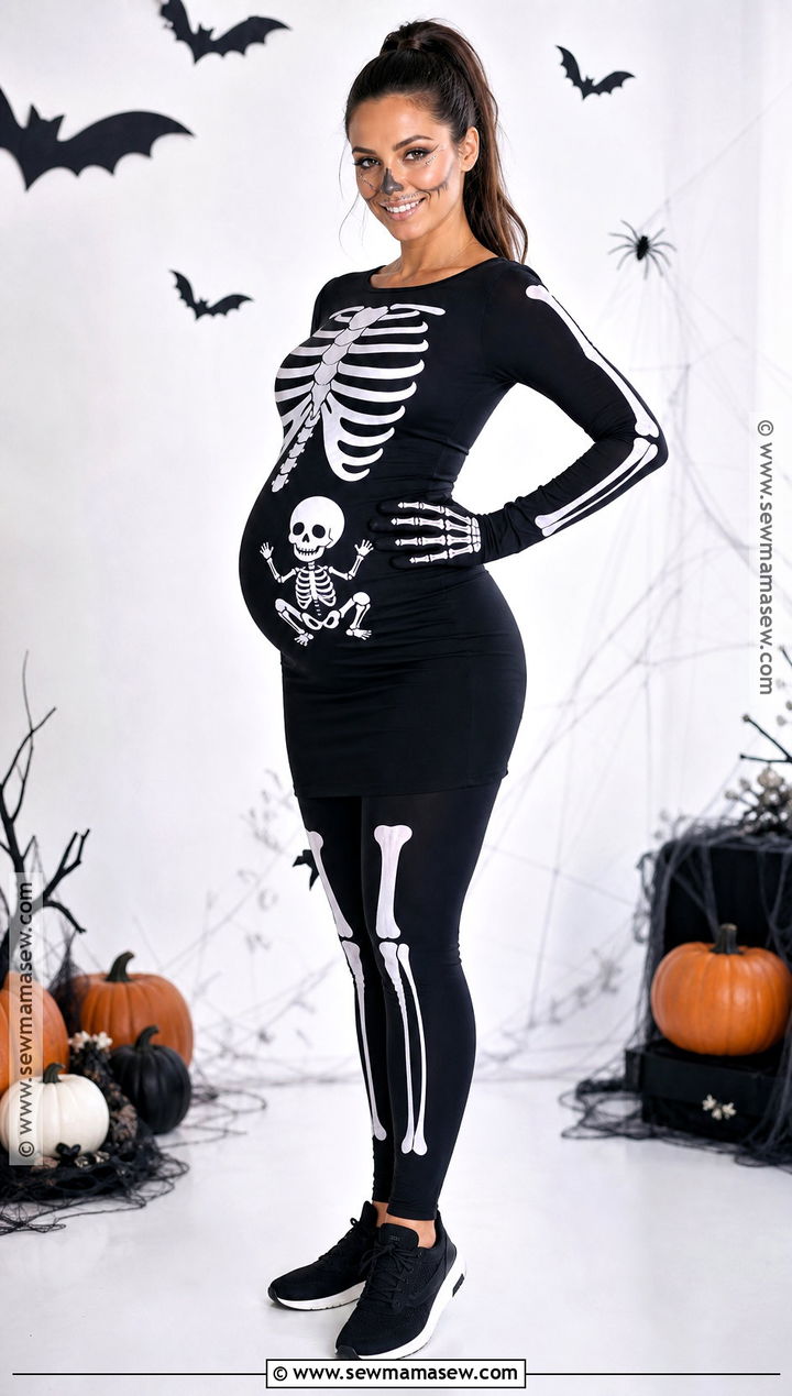 Maternity Skeleton Costume - 35 halloween costumes pregnant for women