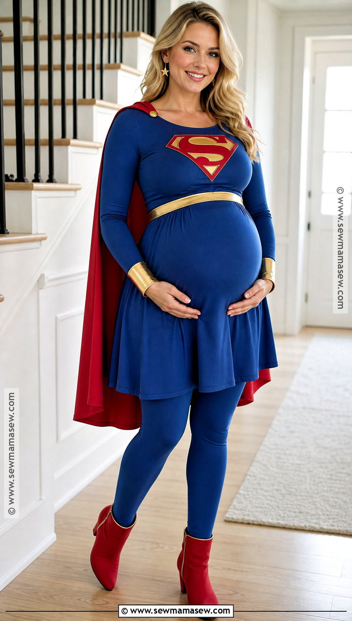 Maternity Supergirl Costume With Red Cape - 30 Super Girl Costume Ideas for Women