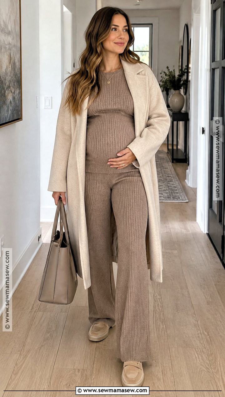 Maternity Sweater Set With Slip On Shoes - 20 thanksgiving outfit maternity ideas