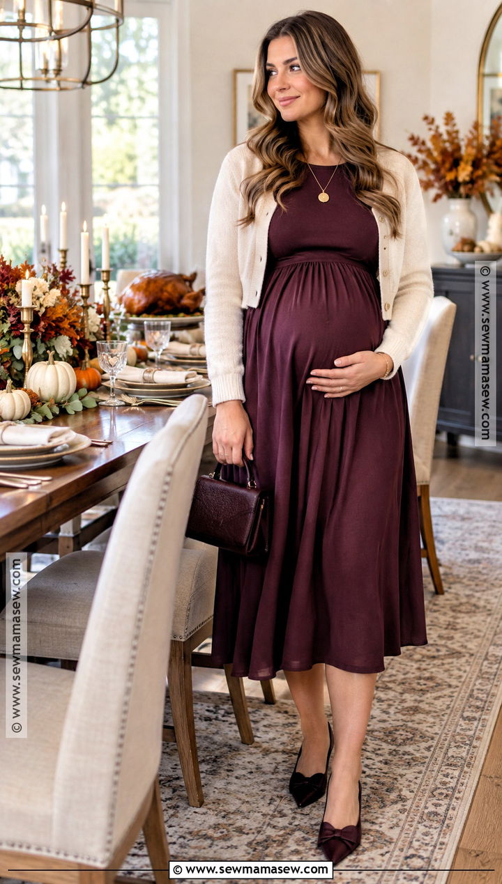 Maternity Thanksgiving Empire Waist Dress Outfit - 25 maternity thanksgiving outfit ideas