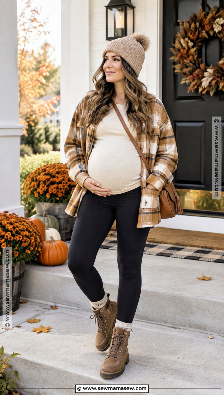 Maternity Thanksgiving Shacket And Leggings Outfit - 25 maternity thanksgiving outfit ideas