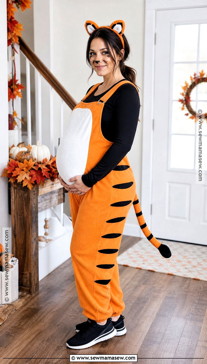 Maternity Tiger Costume With Overalls - 35 Tiger Costume Ideas for Women