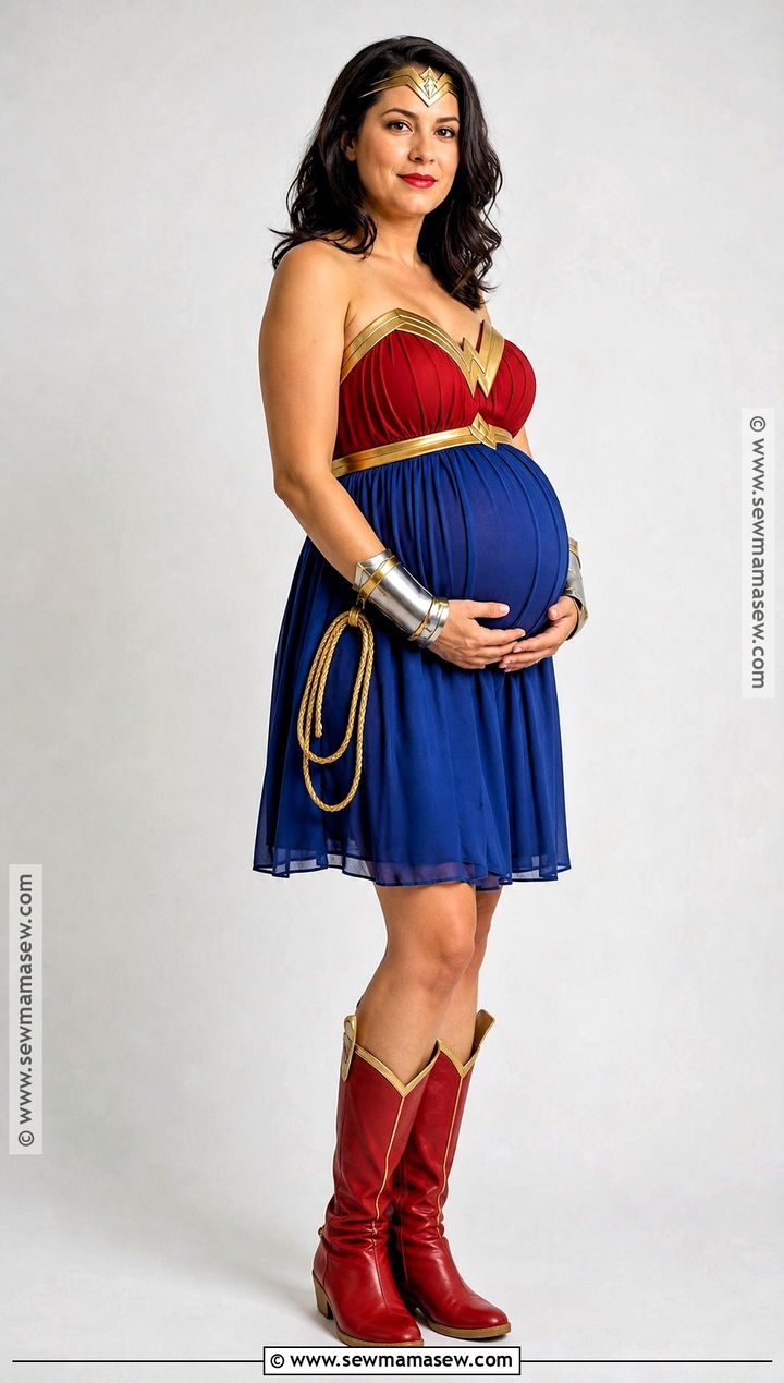 Maternity Wonder Woman Costume With Blue Skirt - 50 wonder woman costume ideas