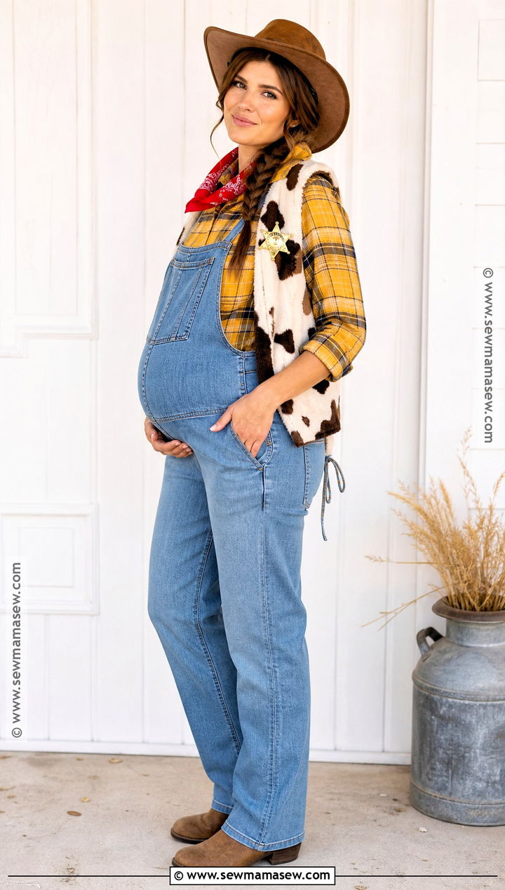 Maternity Woody Costume With Denim Overalls - 30 woody costume women's ideas