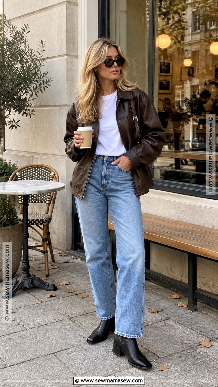 Matilda Djerf Leather Jacket And White T Shirt Outfit - 20 matilda djerf style fall ideas