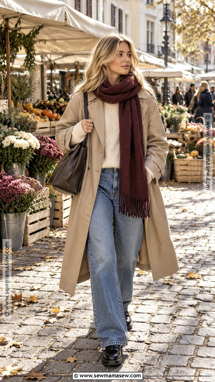 Matilda Djerf Scarf And Trench Coat Outfit - 20 matilda djerf style fall ideas