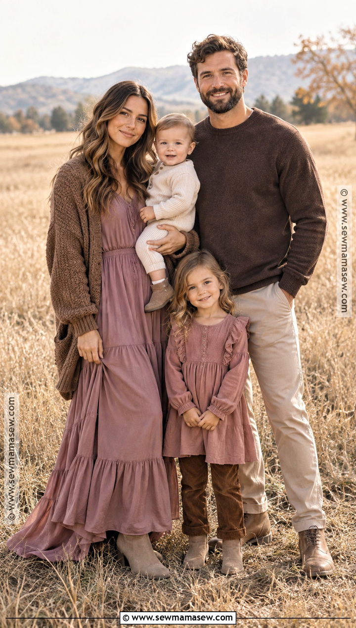 Mauve And Brown Family Photoshoot Outfit - 25 autumn family photoshoot outfits