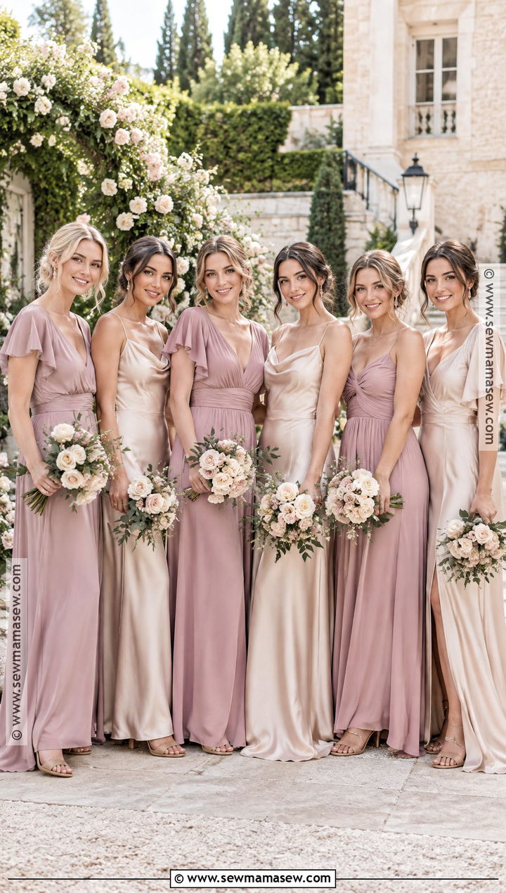 Mauve And Champagne Mismatched Bridesmaid Dresses - 20 fall mismatched bridesmaid dresses