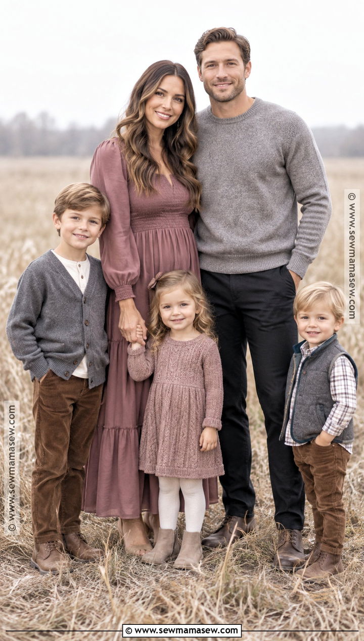 Mauve And Gray Family Photoshoot Outfit - 25 Fall Photoshoot Outfits for Family