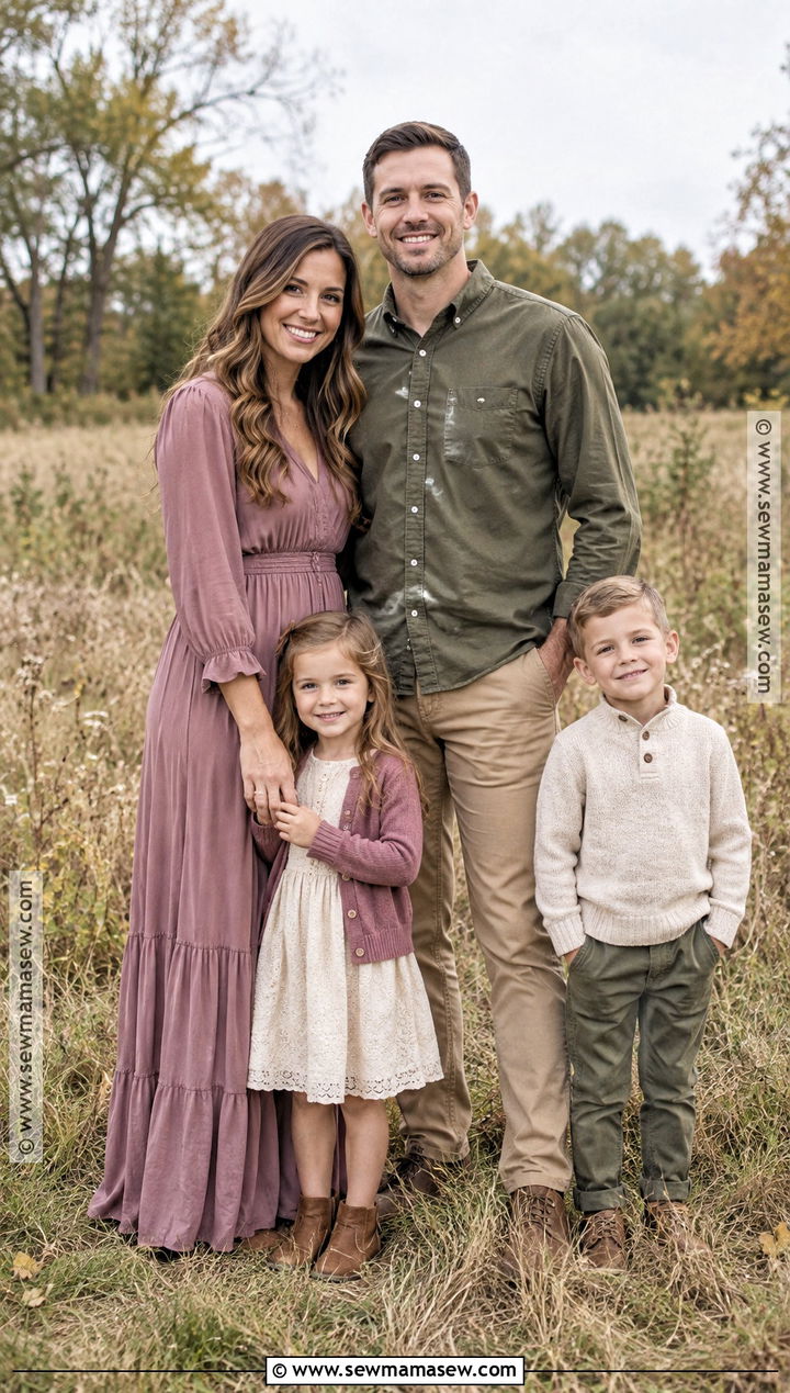 Mauve And Olive Fall Family Portrait Outfit - 20 fall portrait outfits for family