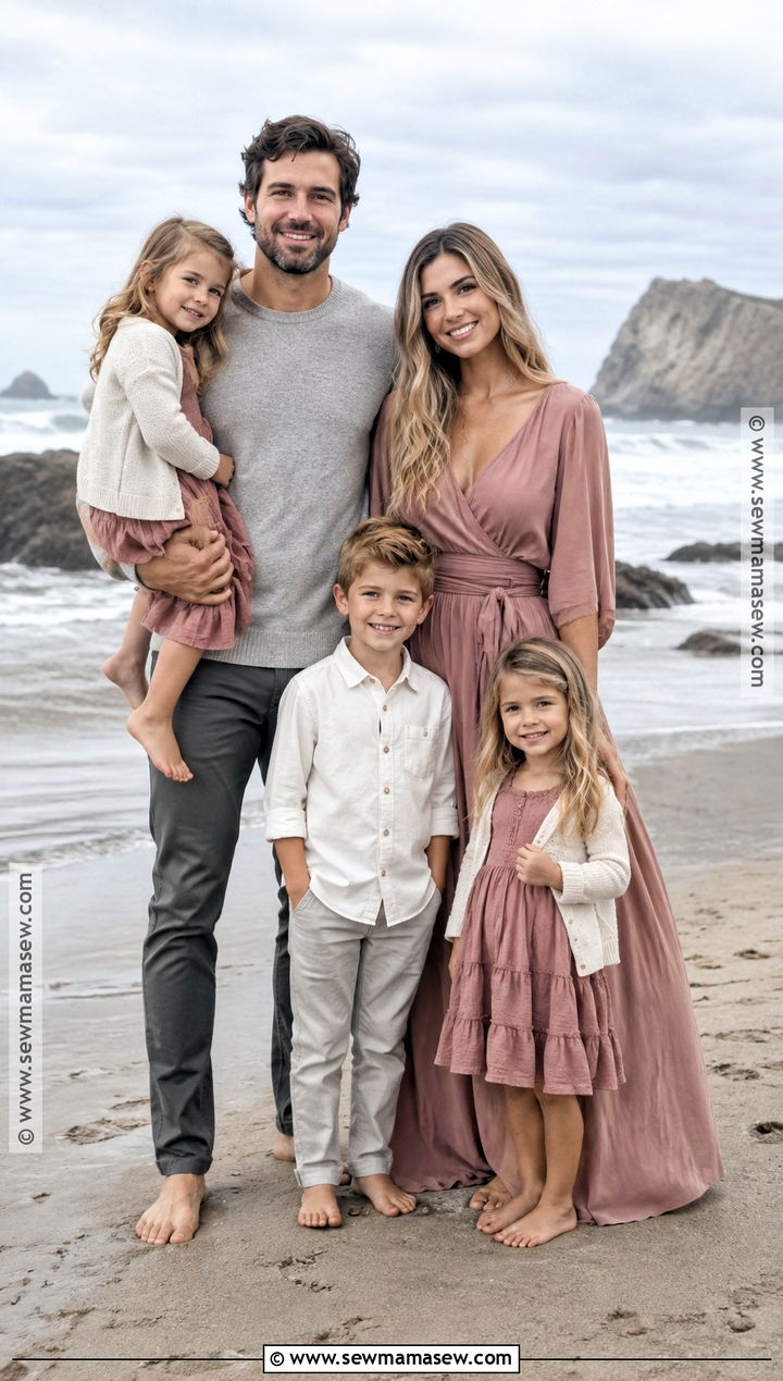 Mauve And Soft Gray Fall Beach Family Outfit - 20 fall family beach pictures outfits