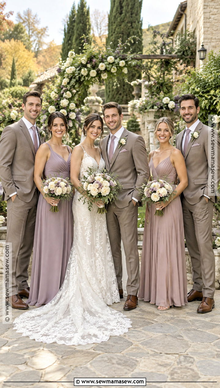 Mauve Bridesmaid Dresses With Taupe Groomsmen - 15 fall bridesmaid dresses mismatched with groomsmen