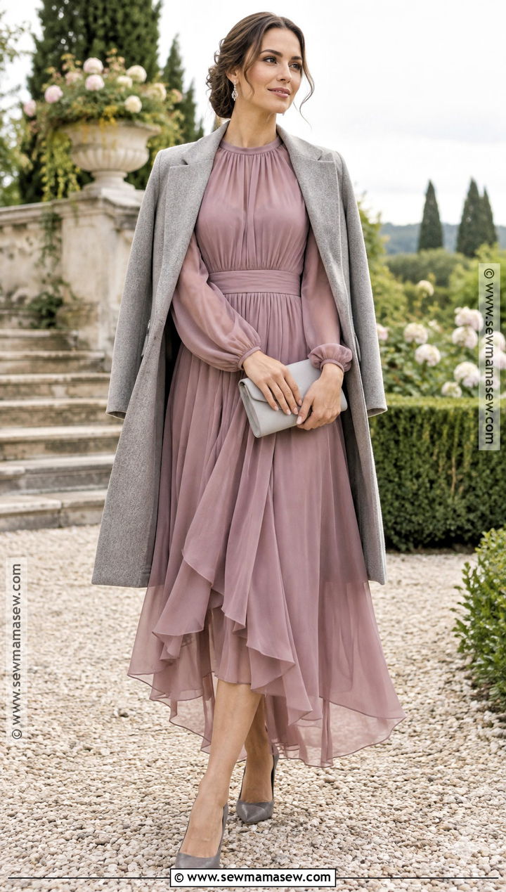 Mauve Chiffon Autumn Wedding Guest Dress - 25 autumn dresses wedding guest