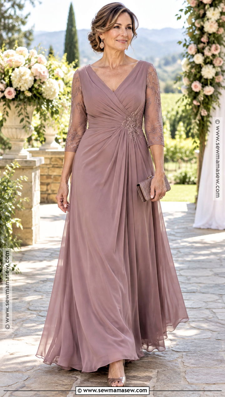 Mauve Chiffon Mother of the Groom Gown - 25 mother of the groom dresses for fall